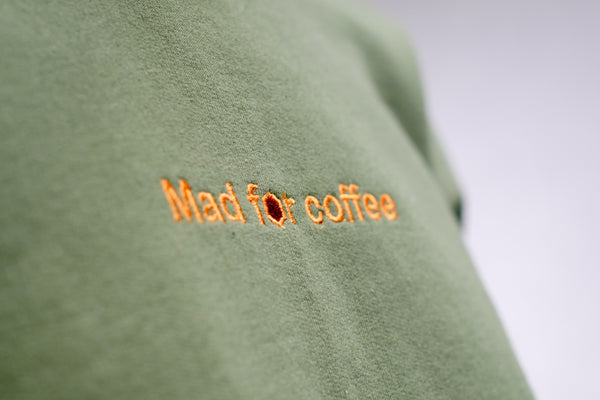 Mad for Coffee Crewneck Sweatshirt Olive