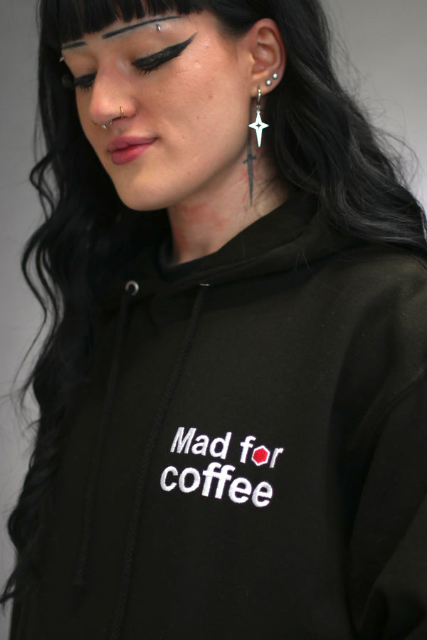 Mad for Coffee Black Hoodie with figure
