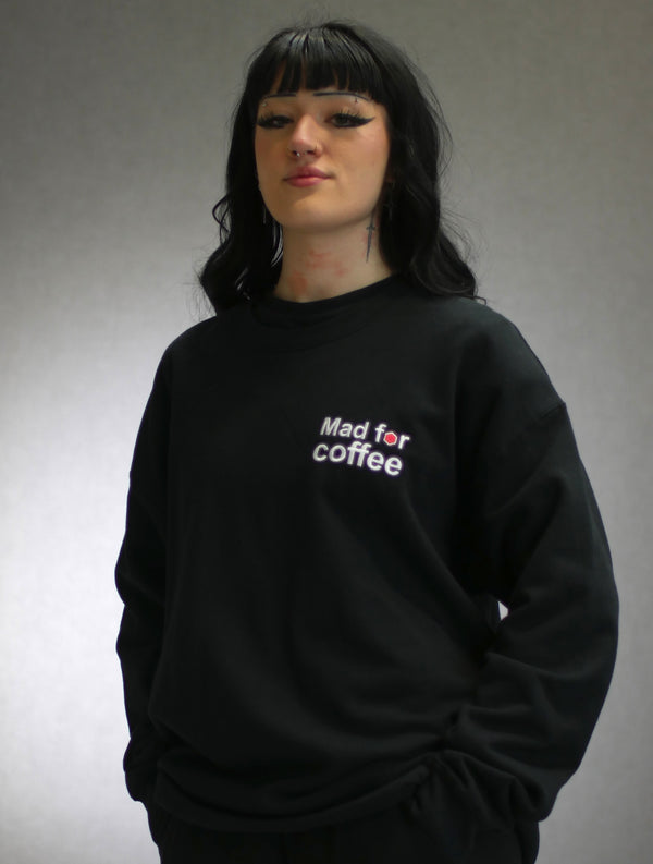 Mad for Coffee Black Sweatshirt with figure